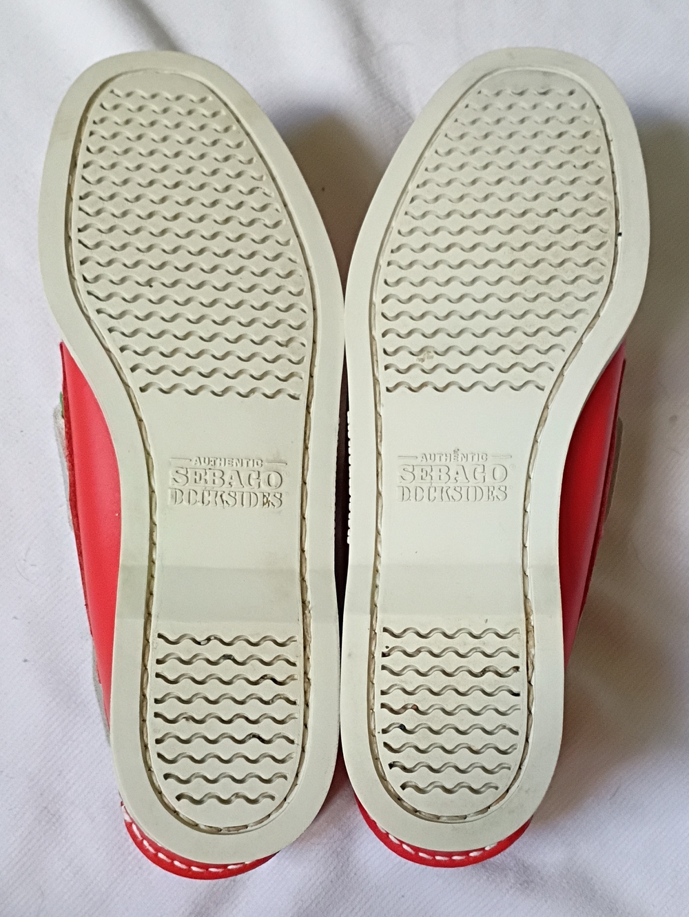 Sebago Red Leather Boat Shoes with White Laces - Picture 7 of 10